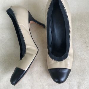 Tan and black heels, size 6